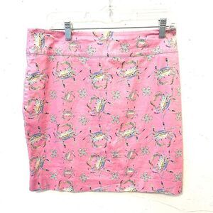 Kaeli Smith Mini Pencil Skirt Women’s Size 6 Pink with Multi Color Crab Print